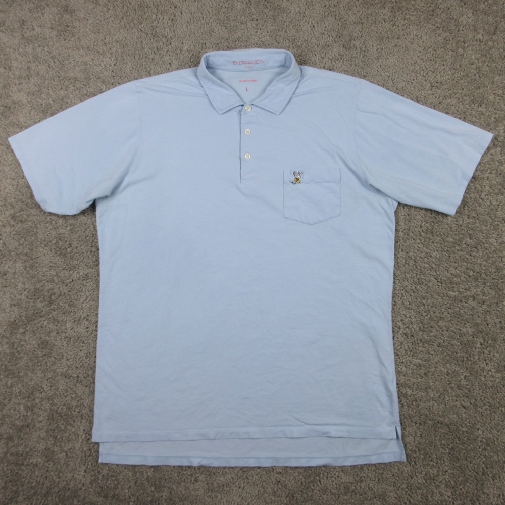 Winged Foot Polo Shirt Mens Large Blue Solid B Draddy Pima Cotton Golf Flex